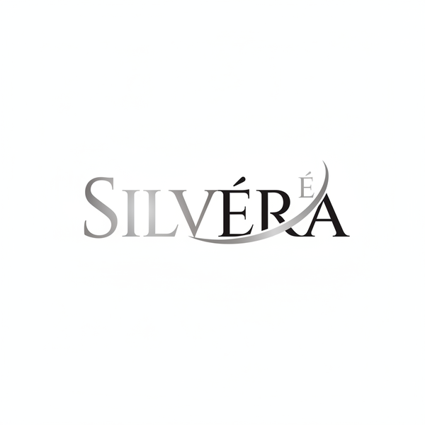 Create a professional, elegant logo for a brand called “Silvéra”.

Industry: women’s lingerie brand specializing in bras
Target market: German women
Style: modern, minimalist, elegant, premium
Colors: soft silver and black (optionally white background)
Icon/Symbol: subtle feminine symbol, abstract curve representing comfort and shape, or a minimalist floral or ribbon element
Typography: elegant serif or clean modern sans-serif, refined and feminine
Mood/Feeling: comfort, confidence, elegance, trust, premium